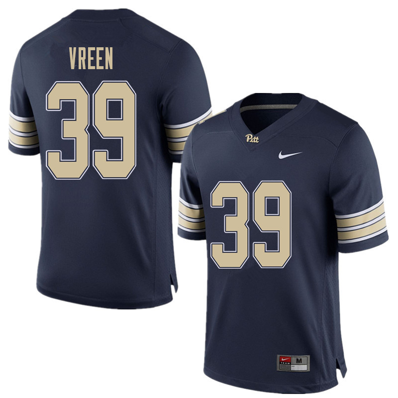 Men #39 Kyle Vreen Pittsburgh Panthers College Football Jerseys Sale-Home Blue